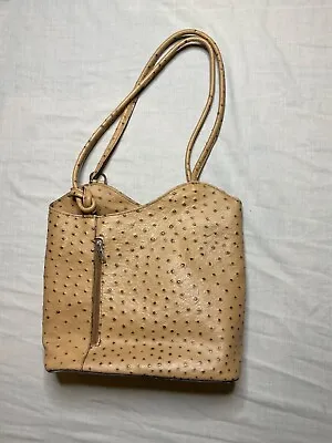 Handmade Ostrich Print Handbag Shoulder Bag Rucksack Genuine Italian Leather • £30