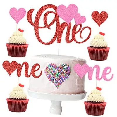 25pcs Valentine's Day Cake Topper Cupcake Toppers Glitter Love Heart Cupcake  • $10.65