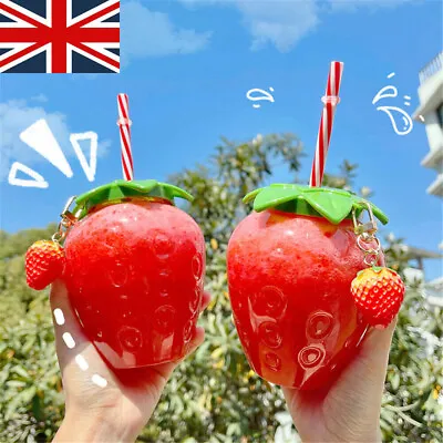 £5.23 • Buy Summer Milk Tea Cup Strawberries Straw Cup Water Bottle With Straw Water Bottle