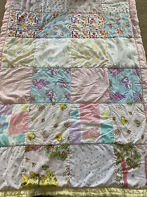 My Little Pony Blanket Pink Satin Homemade Patchwork • $37.50