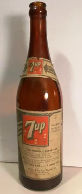 Vintage 7 UP  24 Oz. Amber Bottle Empty - Portland Bottling Company • $54.99