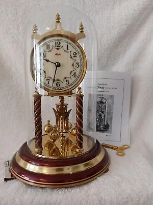 VINTAGE Kundo ANNIVERSARY CLOCK Dark Garmet Red Pearl Base And Pillars #50 • $349