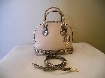$398 Michael Kors Large Smythe Blush/pink Snake Emboss Leather Dome Satchel Bag • $80