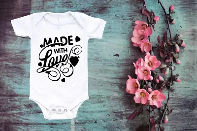 Made With Love  Baby Vest Cool Baby Vest Funny Baby Vest  38 • £7.99