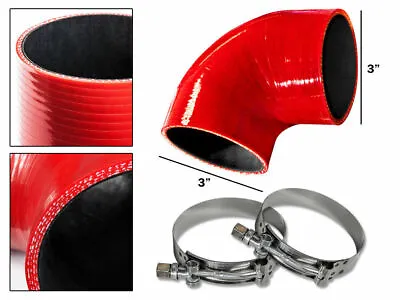 RED Silicone Elbow Coupler Hose 4 Ply 3  76 Mm Supercharger Intake Intercooler • $17.09