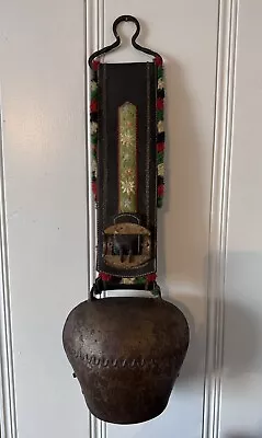 Very Large Vintage Swiss Cow Bell With Decorative Collar / Hanger - Award? • $299