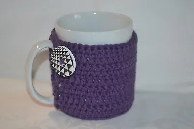 £5.50 • Buy Crochet Mug Cosy Mug Wrap Mug Hug Purple 100% Organic Cotton Hygge OOAK Ver. 39