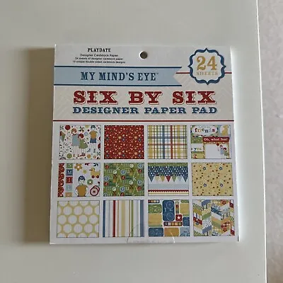 My Minds Eye Six By Six Playdate 24 Sheets Boy Girl Designer Cardstock Paper 6x6 • £5