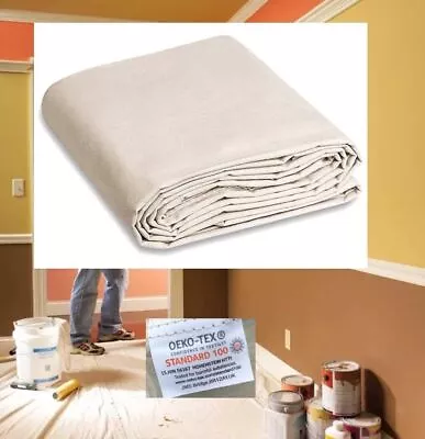 EXTRA HEAVY DUTY COTTON TWILL BOLTON TWILL DUST SHEET 12' X 9' CANVAS DROP CLOTH • £13.81