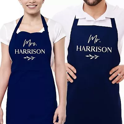 Mr & Mrs Aprons - Custom Married Name - Anniversary Christmas Set • £14.97