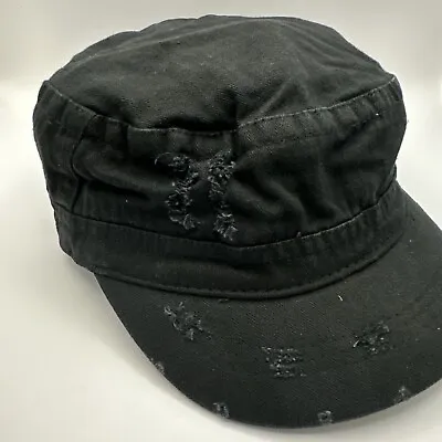 Military Army Cap Hat Cadet Patrol Paint Distressed Black Cotton Baseball Cap • $11.99