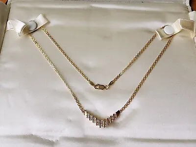 Genuine Diamond 14K Yellow Gold V-Shape Necklace  • $599