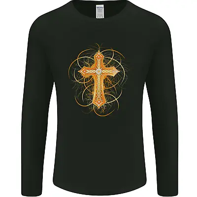 Christian Cross Medieval Fantasy Gothic Mens Long Sleeve T-Shirt • £11.99