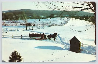 Olde Brookfield Massachusetts~Salem Cross Inn~Horse Drawn Sleigh~1960s Postcard • $3