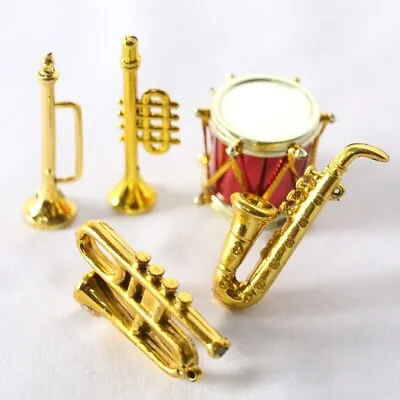5PC/SET Dollhouse Miniature 1:12 Scale Drums Saxophone & Wind Instrument Model • $9.43