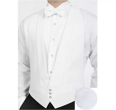 White Cotton Pique Tuxedo Openback(backless) Vest Only(No Pique Bowtie) • $27.99