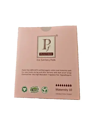 Plastfree -10 Eco Sanitary Pads - SIZE - MATERNITY  Vegan Approved - FREEPOST • £6