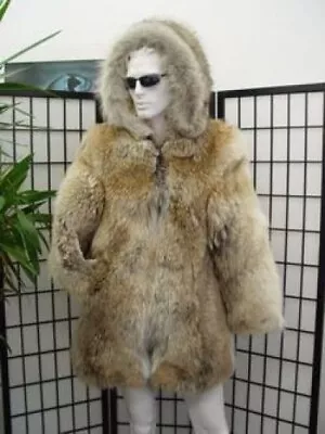New Top Quality Coyote Fur Coat Jacket W/ Hood Men Man • $2910.60