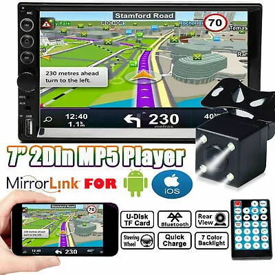 7in Double 2 DIN Car Stereo Radio Indash + Camera Mirror Link For GPS Navigation • $50.40