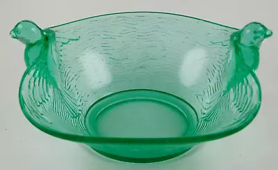 Vintage 1930 Dugan Diamond Glass Green After Glow Seagull Bird Bowl • $9.99