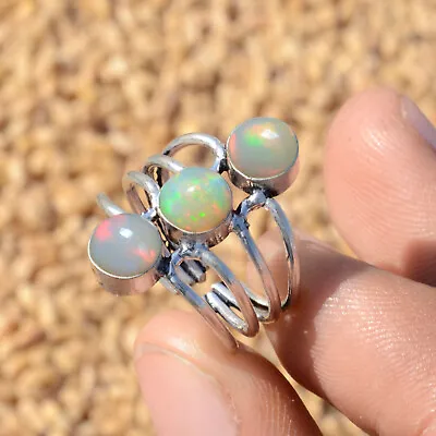 Unique Ethiopian Opal Gemstone Ring 925 Sterling Silver Handmade Jewelry Ring • $31.61