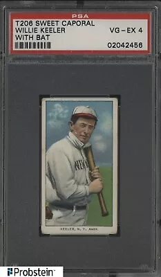 T206 Willie Keeler With Bat New York Sweet Caporal 150 Subjects PSA 4 VG-EX • $15.50