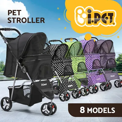 $70.96 • Buy I.Pet Pet Stroller Pram Large Dog Cat Carrier Travel Pushchair Foldable 3/4Wheel