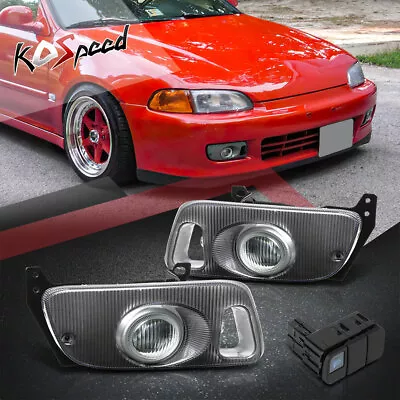 Clear Lens Front Driving Fog Lights W/Switch For 92-95 Civic Coupe/Hatchback • $48.98