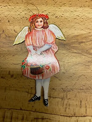 Vintage Christmas Ornament Old Time Angel Cardboard Cut Out 4.5  • $4.95