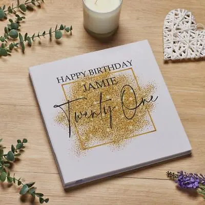 Personalised Large Linen 21st Birthday Photo Album With Gold Sparkles PLL-32 • £26.99