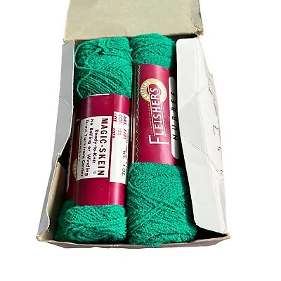 50’s-60’s Vintage Fleisher's Yarn Nubbee All Virgin Wool Green 5 Skeins NOS • $39.99