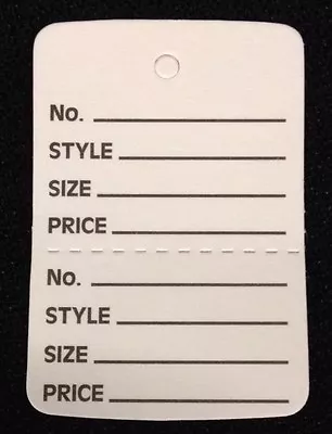 1000 White Coupon Consign Tag Perforated Unstrung Price Merchandise Store Tag • $20