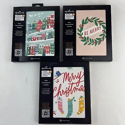 Lot Of 3 Hallmark Personalized VIDEO Christmas Greeting Cards Total Of 30 Cards • $24.95