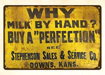 Perfection Milkers Dairy Farm Downs Kansas Metal Tin Sign Discount Home Decor • $18.91