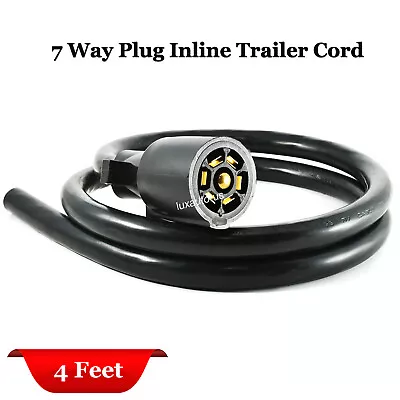 7-Way Trailer 4 Feet Long Cord Wire Harness Light Plug Connector Molded RV Cable • $23.99