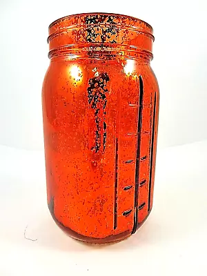 Darice Orange Mercury Glass Quart Size Mason Jar Silver Interior Vase Or Crafts • $13.49