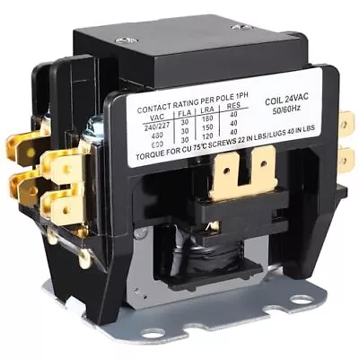 HVAC Motor Contactor 2 Pole 30 Amp 120V Air Conditioning Contactor 2P 30A • $17.51