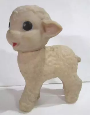 Vintage Rubber Squeak Toy Lamb With Big Eyes 1950's Works • $9