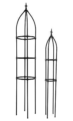 Woodside Holkham Metal Garden Obelisk Steel Climbing Plant Support Cage/Frame • £14.99