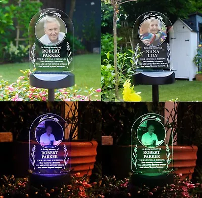 Personalised Memorial Photo Upload Outdoor Solar Light • £29.99