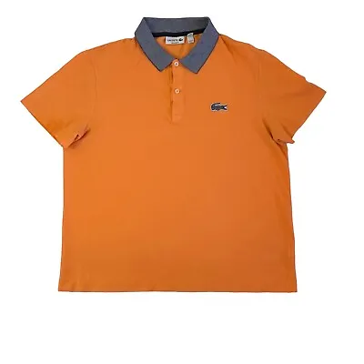 Lacoste Shirt Mens Size 6 XL Orange Big Croc Polo Rugby Regular Fit Short Sleeve • $27.21