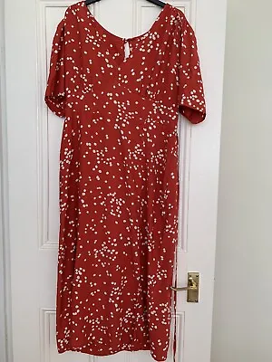 Warehouse Dark Red Spot Print Midi Tea Dress Size 16-18 • £19