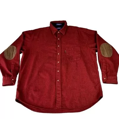 Vintage Mens Pendleton Shirt Jacket Long Sleeve XL 100% Wool Red Elbow Pads • $36.96