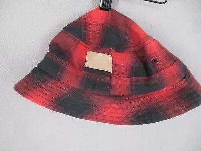 Stussy Bucket Hat Unisex One Size Red Black Plaid Woolrich Buffalo Logo • $25