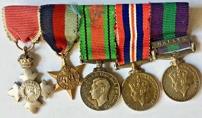 £22.60 • Buy Miniature Medal Group - MBE, 2WW Stars & Medals, GSM GVI Clasp Malaya On Brooch