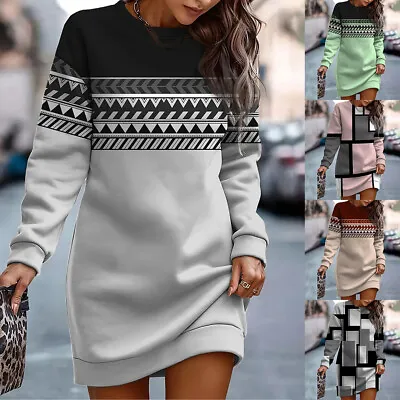 Ladies Winter Hoodies Sweatshirts Tops Fleece Casual Mini Jumper Dress Plus Size • £11.19