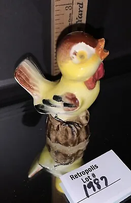 VTG Hand Painted Ceramic Glossy Yellow SINGING Baby Bird Figurine • $18.05