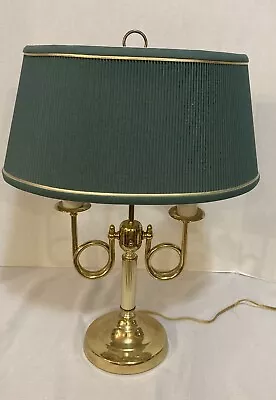 VTG ALSY 2 Arm Brass French Horn Style Bouillotte Desk Table Lamp 20  NICE! • $79.77