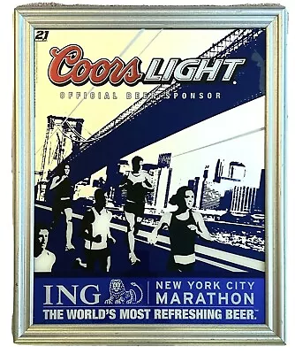 Coors Light ING New York City Marathon Bar Mirror Sign 2007 NYC Man Cave Decor • $650