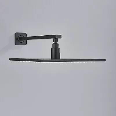 Black LED Shower Head Rainfall Square Ceiling/Wall Top Sprayer For Shower Faucet • $34.99